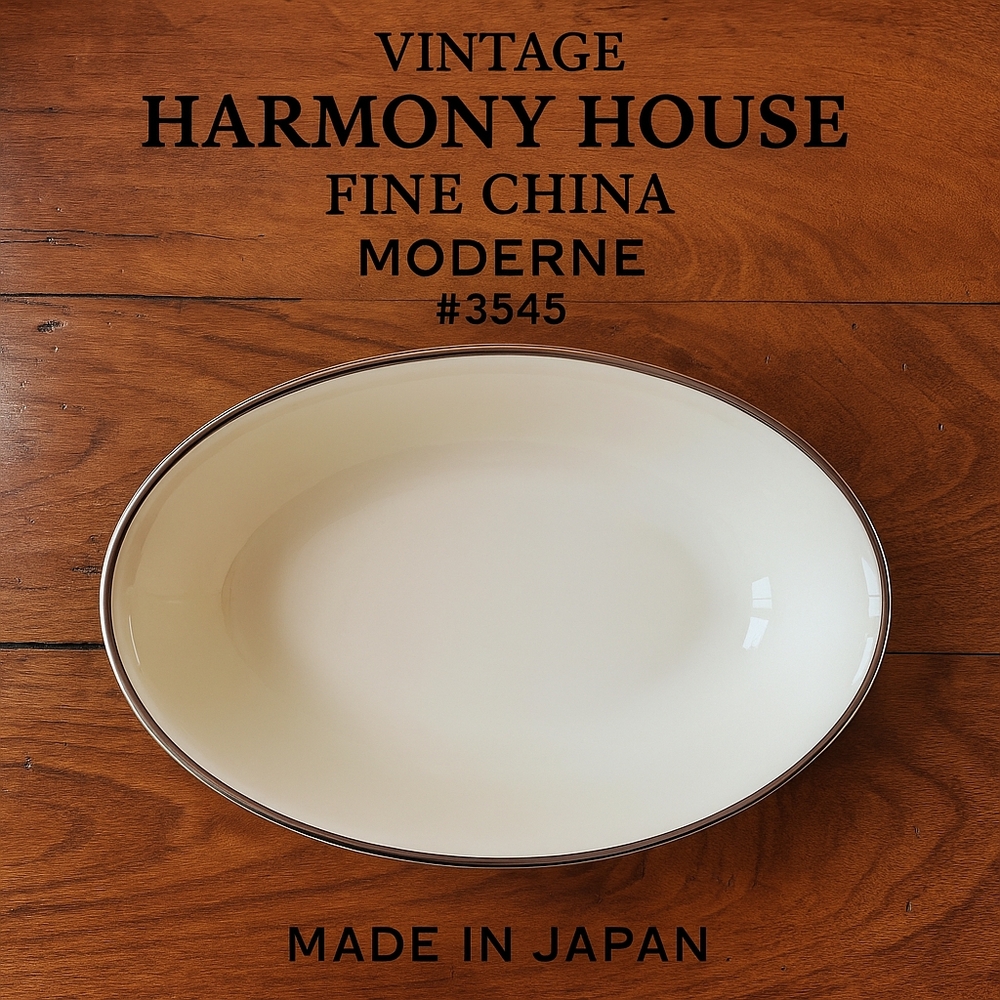 Vintage Harmony House Fine China "Moderne" Oval Serving Bowl #3545 Made in Japan
